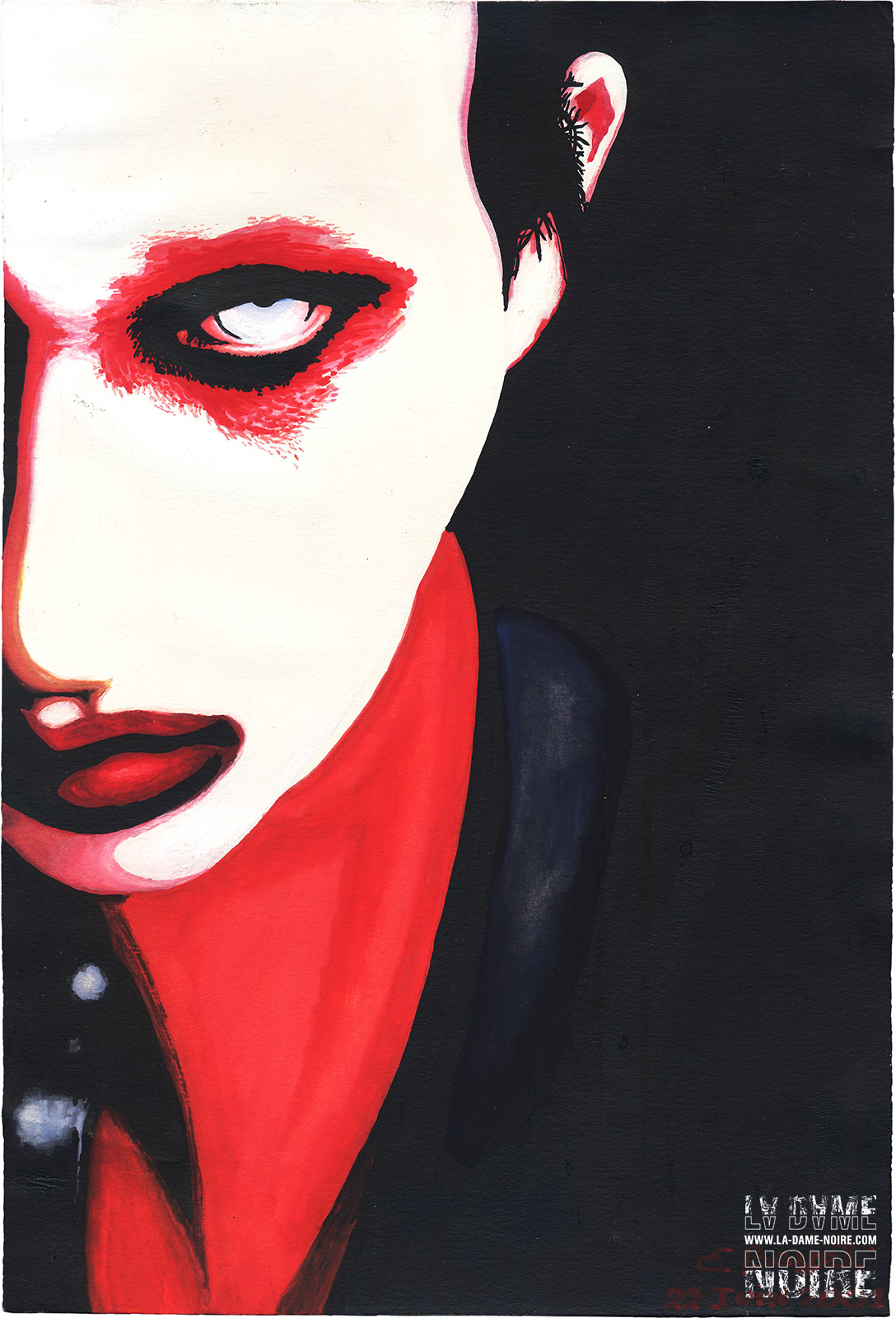 Marilyn Manson's portrait painted with Gouache